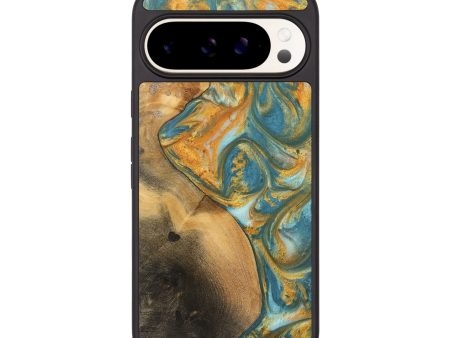 Pixel 9 Wood Phone Case - Alzina (Teal & Gold, 742206) Cheap