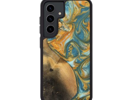 Galaxy S24 Wood Phone Case - Alzina (Teal & Gold, 742206) For Discount