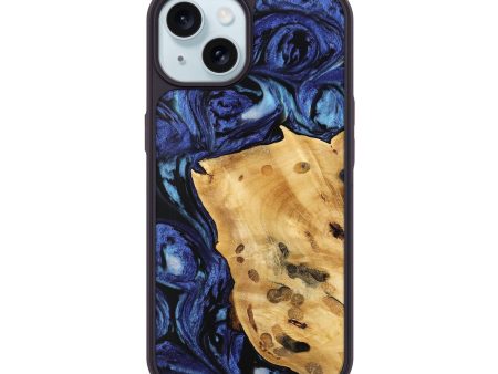 iPhone 15 Wood Phone Case - Huyen (Blue, 741467) Fashion