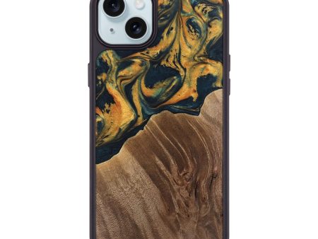 iPhone 15 Plus Wood Phone Case - Emely (Teal & Gold, 741365) Online Hot Sale