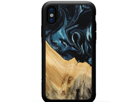 iPhone Xs Wood Phone Case - Eliga (Blue, 741086) Online now