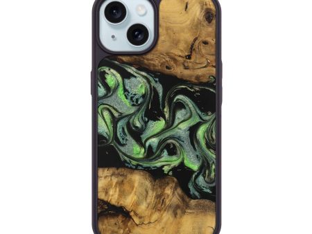 iPhone 15 Wood Phone Case - Yettie (Green, 740448) Discount