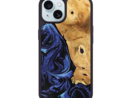 iPhone 15 Wood Phone Case - Amma (Blue, 741435) For Sale